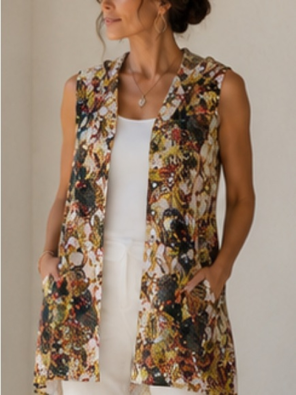 For Cynthia Linen Hooded Tunic Butterfly Psychedelic Art To Wear 1X
